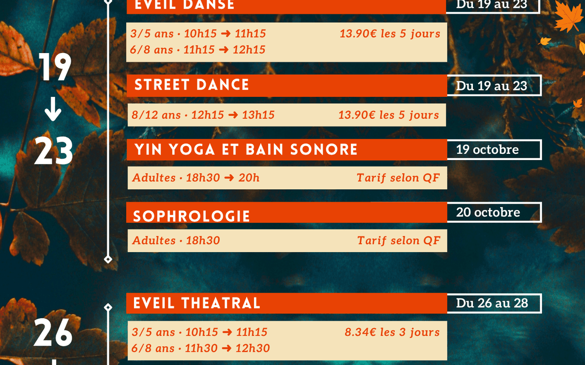 Stages | Les vacances d'automne 2026